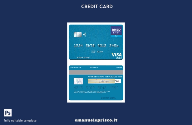 modello di carta di debito visto Fiji BRED Bank in stile verificato